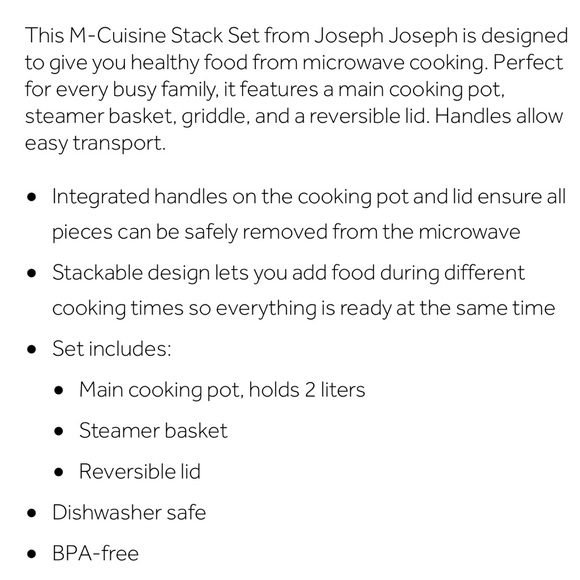 Joseph Joseph M Cuisine Microwave 4 piece Stackable Cooking Set - NWOT - Picture 2 of 9